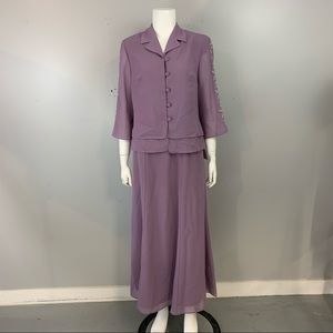 New! Vintage Nancy Michaels Skirt Suit Set skirt Jacket Shirt Top